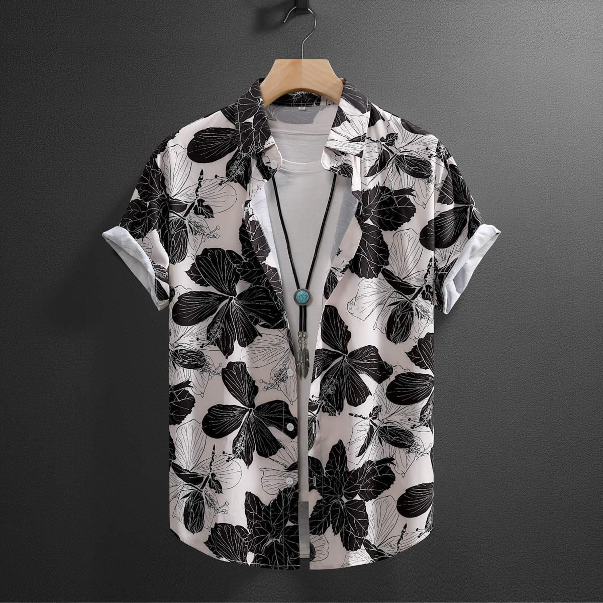 Men's Clothing New Irregular Print Short Sleeved Shirt