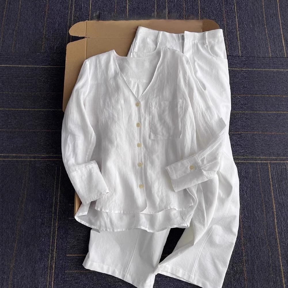 Women's Clothing I Like It Very Much I Recommend It French High End Exquisite White Linen Shirt Tops For Women