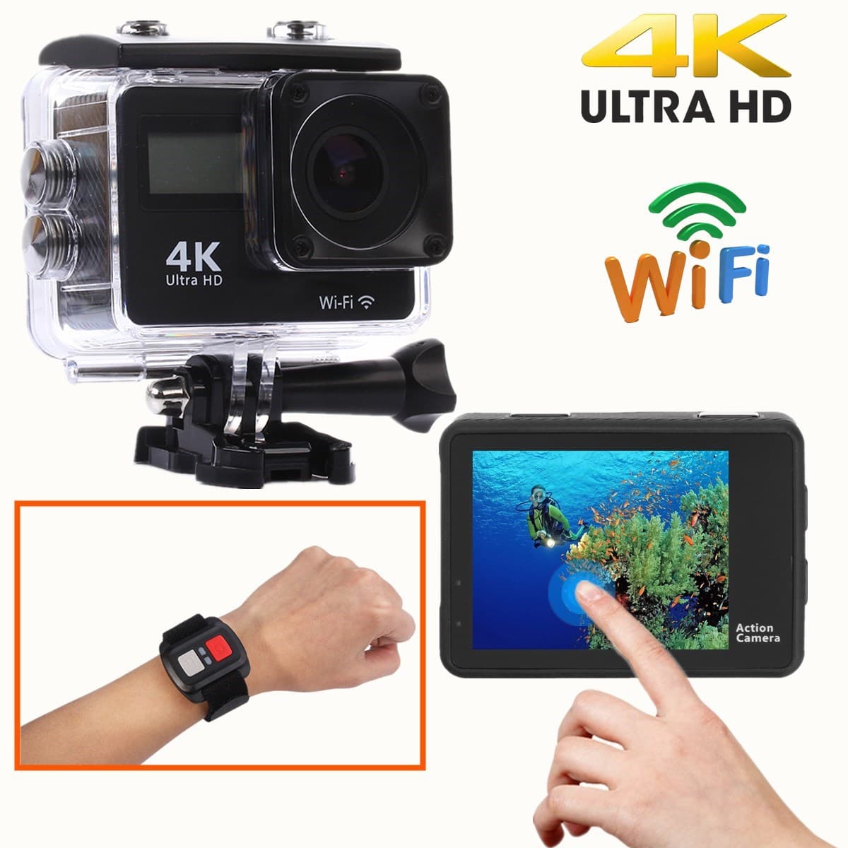 Sports Camera, Wireless Wifi New Mini Smart High Definition Outdoor Waterproof Camera 4K Sports DV