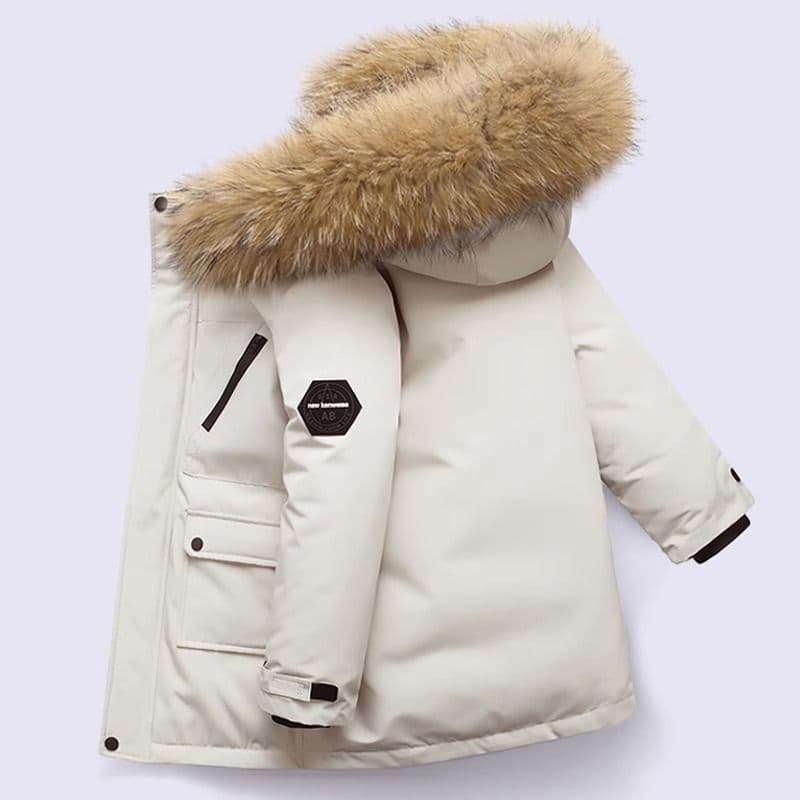 Medium And Large Children's Children's Thickened Medium And Long Down Cotton Large Fur Collar Cotton Coat