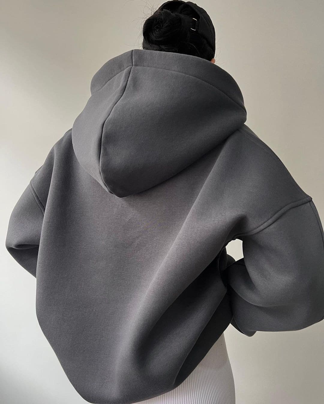 Pull à capuche en polaire pour femmes, imprimé, manches longues, base, col en v, polaire