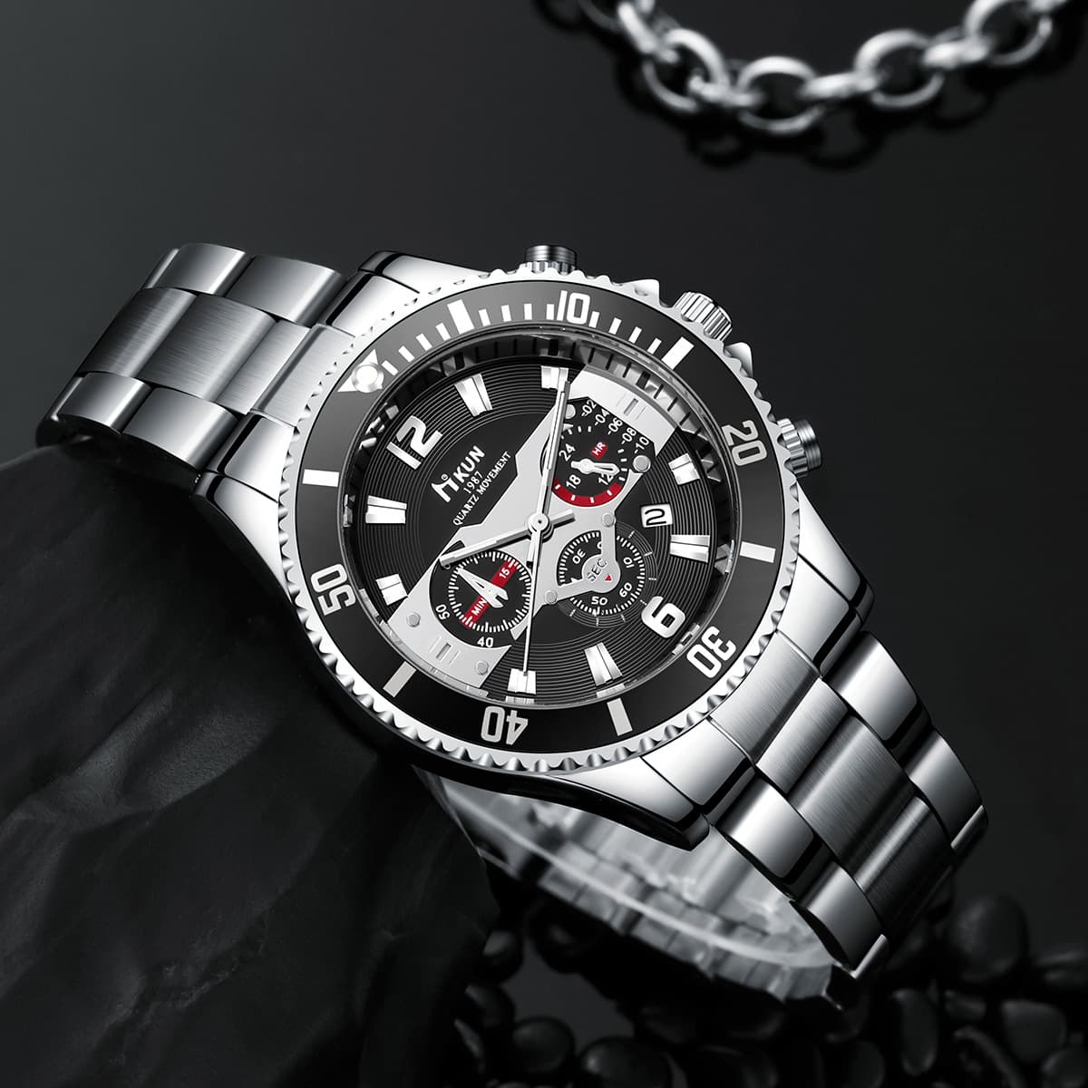 Men's Waterproof Watch Calendar Watch Men's Steel Belt Watch Student Watch Men