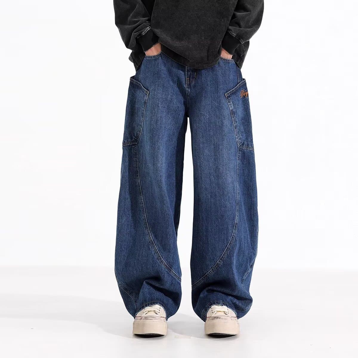 Men's Clothing Unisex Street Style Retro American Baggy Jeans – Oversized Straight-Leg, Streetwear Unisex Pants (M-3XL, Distressed Wash, Vintage Fit)