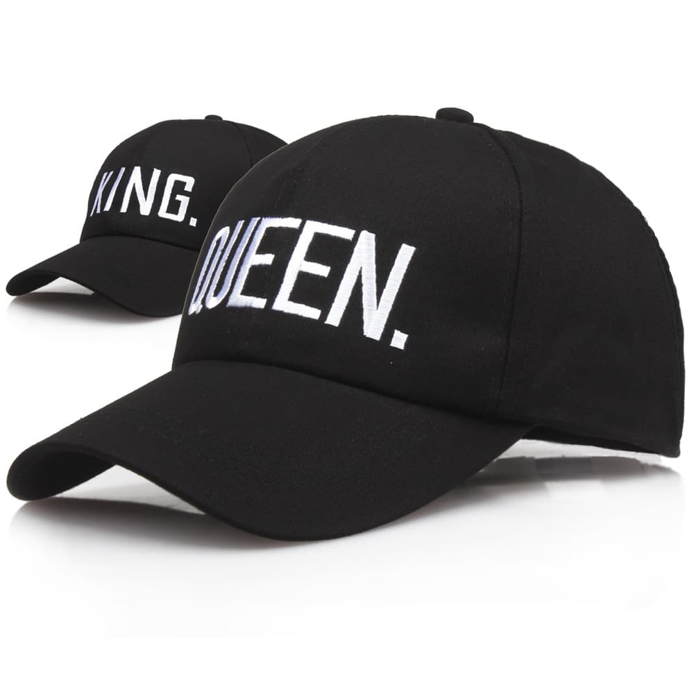 Men's Baseball Caps popular spring and summer fashion couple king queen letter embroidered baseball cap pure cotton peaked cap