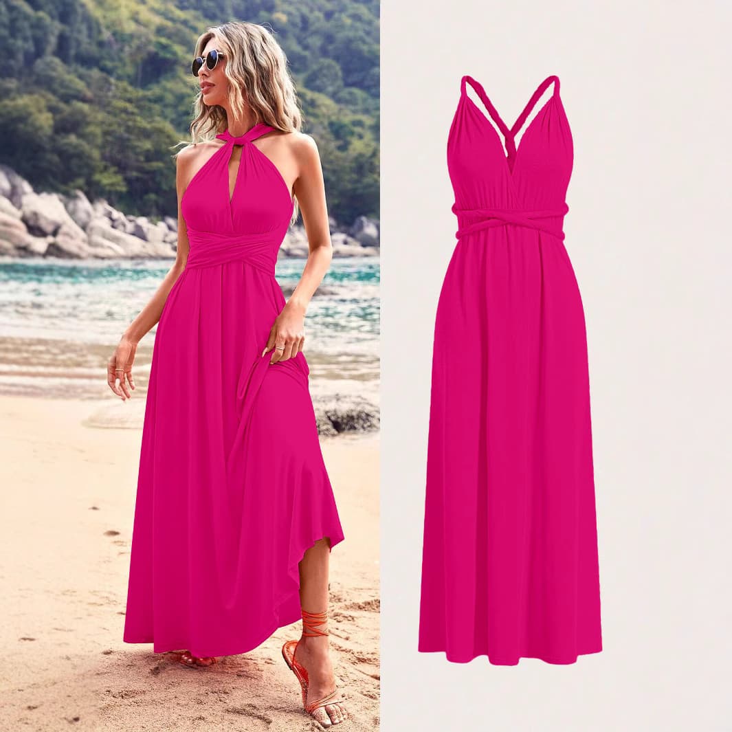 Beach High-end Niche Long Dress, Often Worn French Backless Sexy Big Swing Dress