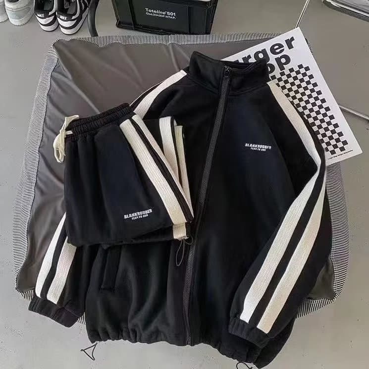 Ensemble deux pièces pour homme, style streetwear décontracté, pull à manches longues et pantalon, coupe ample, idéal pour le printemps et l'aut