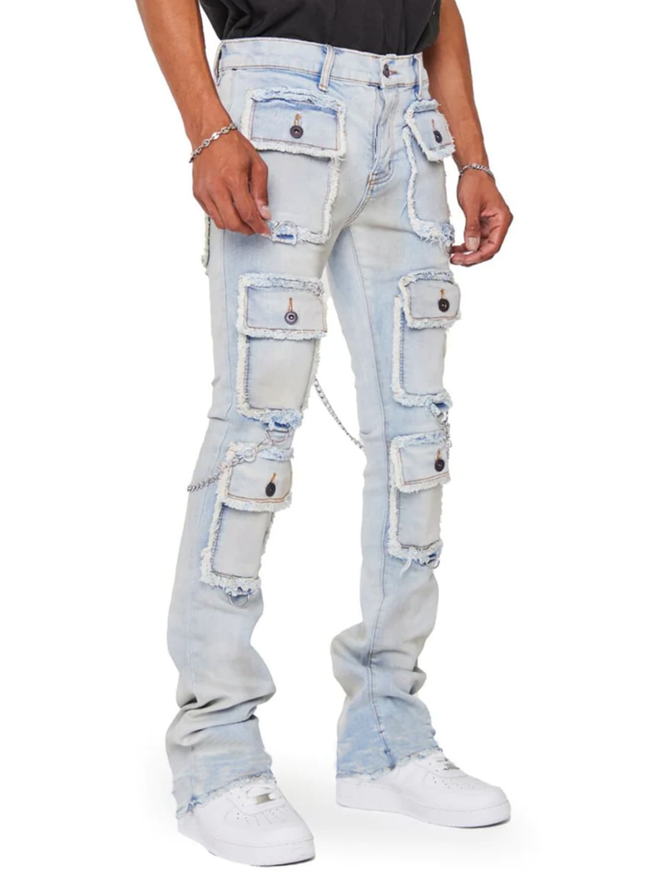 Men's Clothing new men's denim straight pants street fashion ins popular stretch workwear denim straight pants