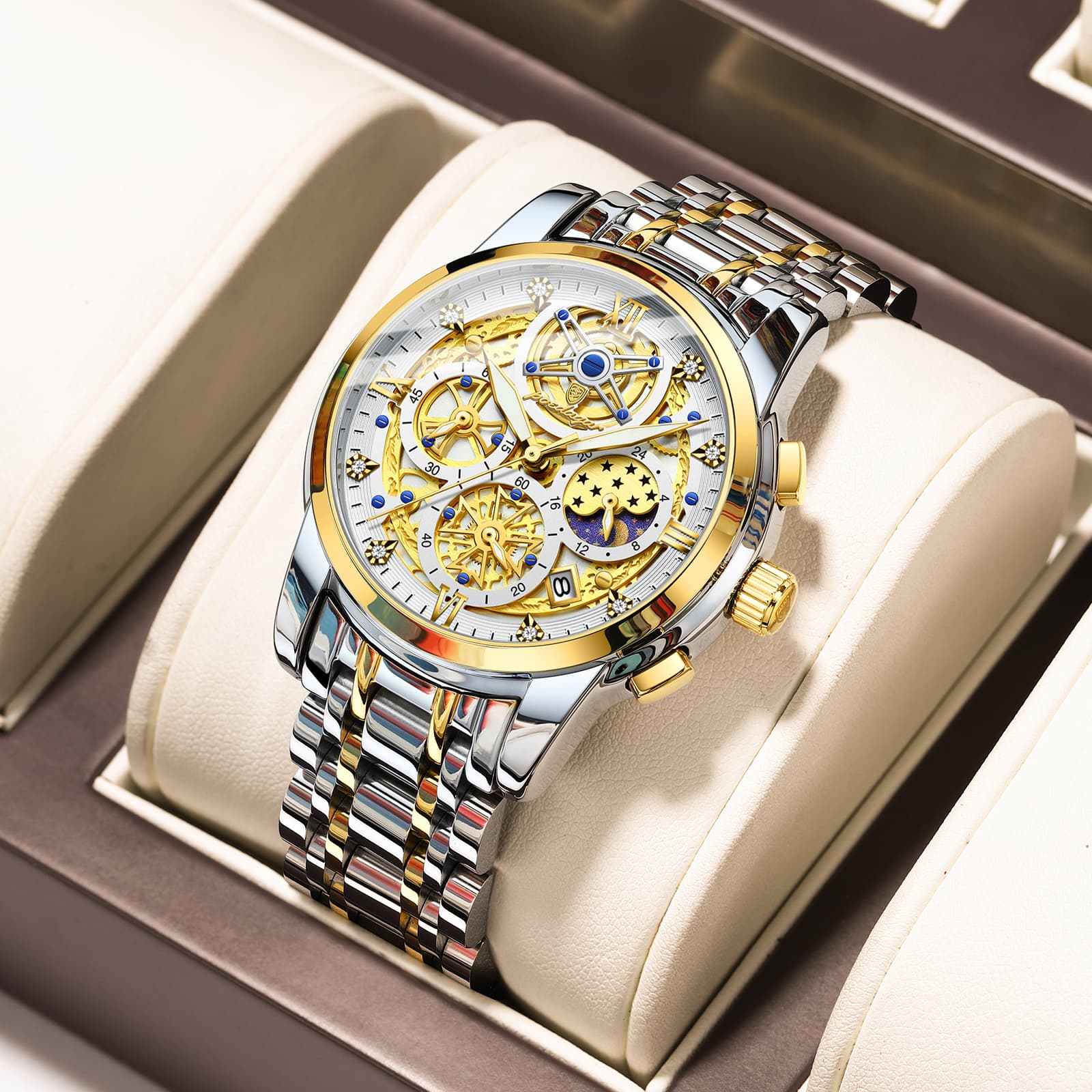 Fashion Men Watch Waterproof Luminous Date Man Wristwatch Stainless Steel Chronograph Quartz Men's Watches Reloj