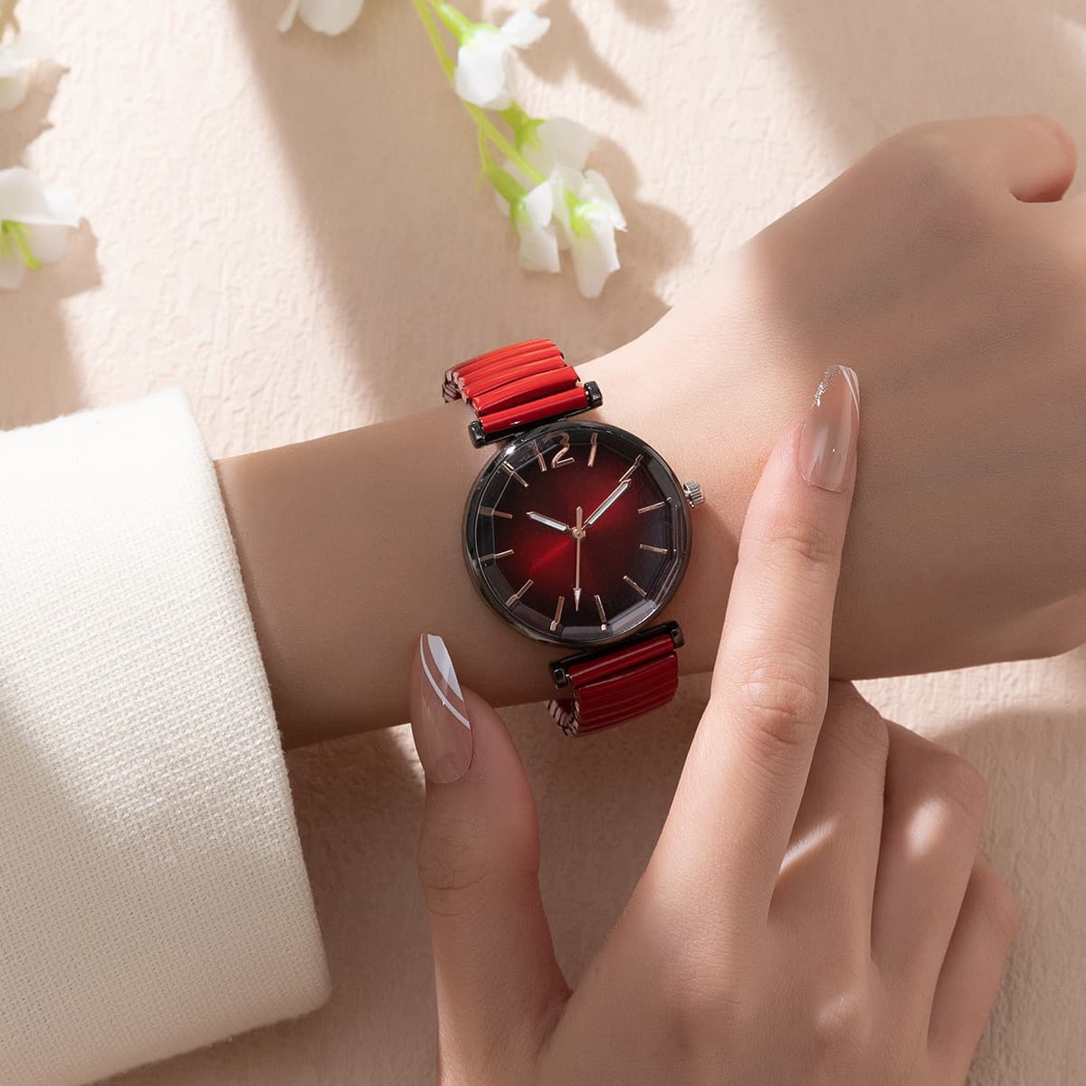 Ladies Watch Color Elastic Band Spring Strap Alloy Scale Ladies Watch Work Daily Mother's Day Birthday Anniversary Valentine's Day Gift