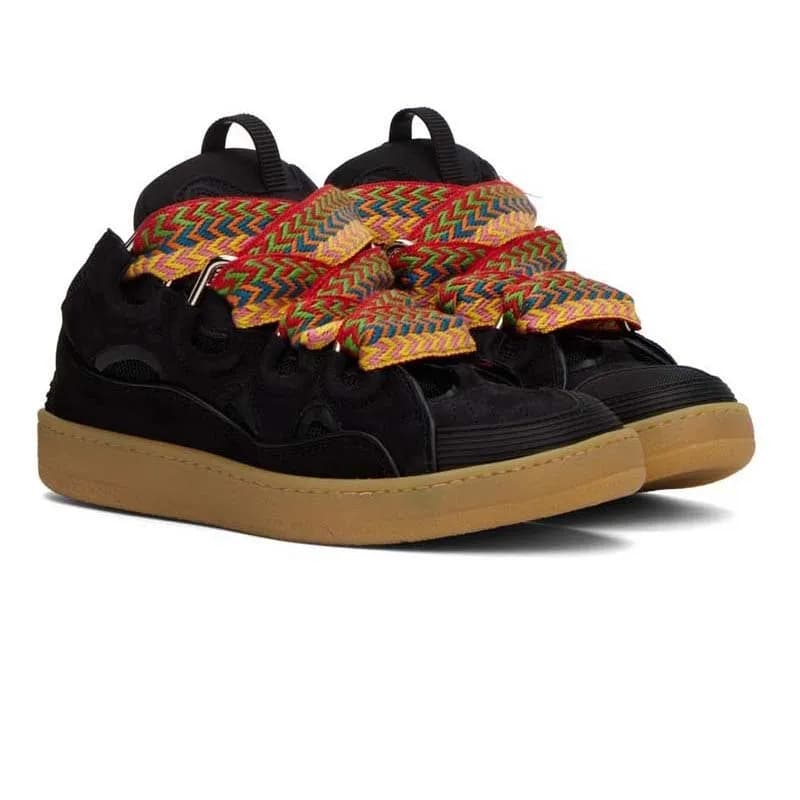 Baskets à plateforme pour homme et femme, chaussures de sport décontractées, noires, avec boîte