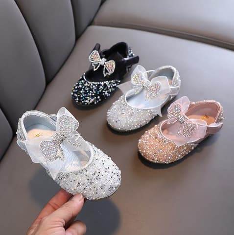 Summer 2025 New Style Korean-Style Girls' Princess-Style Little Girl's Princess Bow Tie Baby Single Shoes And Leather Shoes