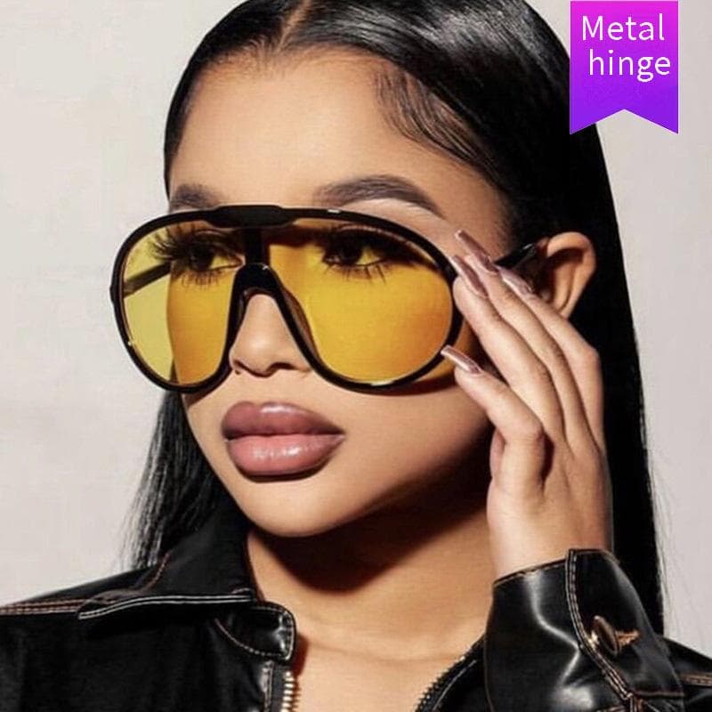 Women's Sunglasses Toad Sunglasses New Large Frame Integrated Sunglasses Outdoor Windproof Sunglasses Street Shooting