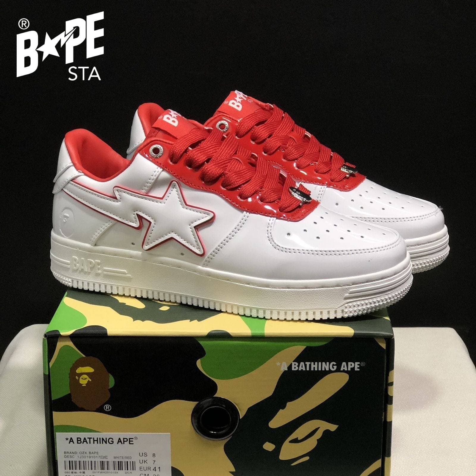 A BATHING-APE Classic Marvel-Lacquer Leather Splicing Fashion Board Shoes Air Force No.1 Board Shoes Unisex