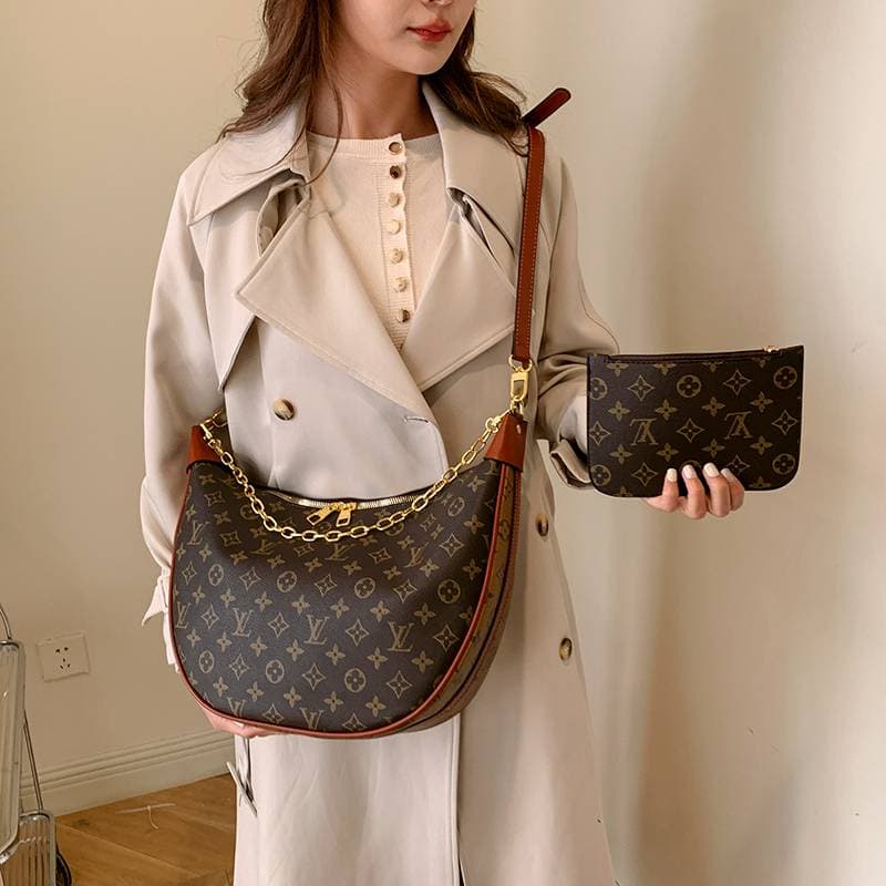 Sac à bandoulière léger et luxueux, texturé et haut de gamme, grande capacité, motif croissant rétro, polyvalent