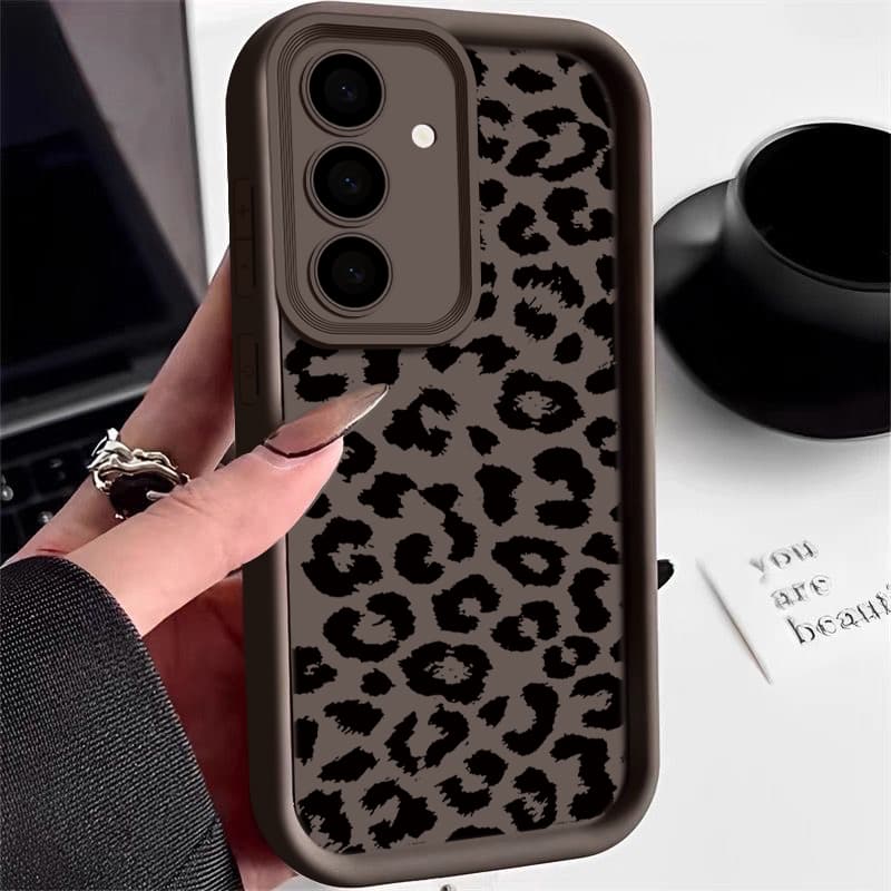 Leopard Print Silicone Case For Samsung Galaxy S25 S22 S23 Ultra S24 FE A56 A55 A16 A53 A15 A35 A25 A54 5G Soft TPU Phone Cover
