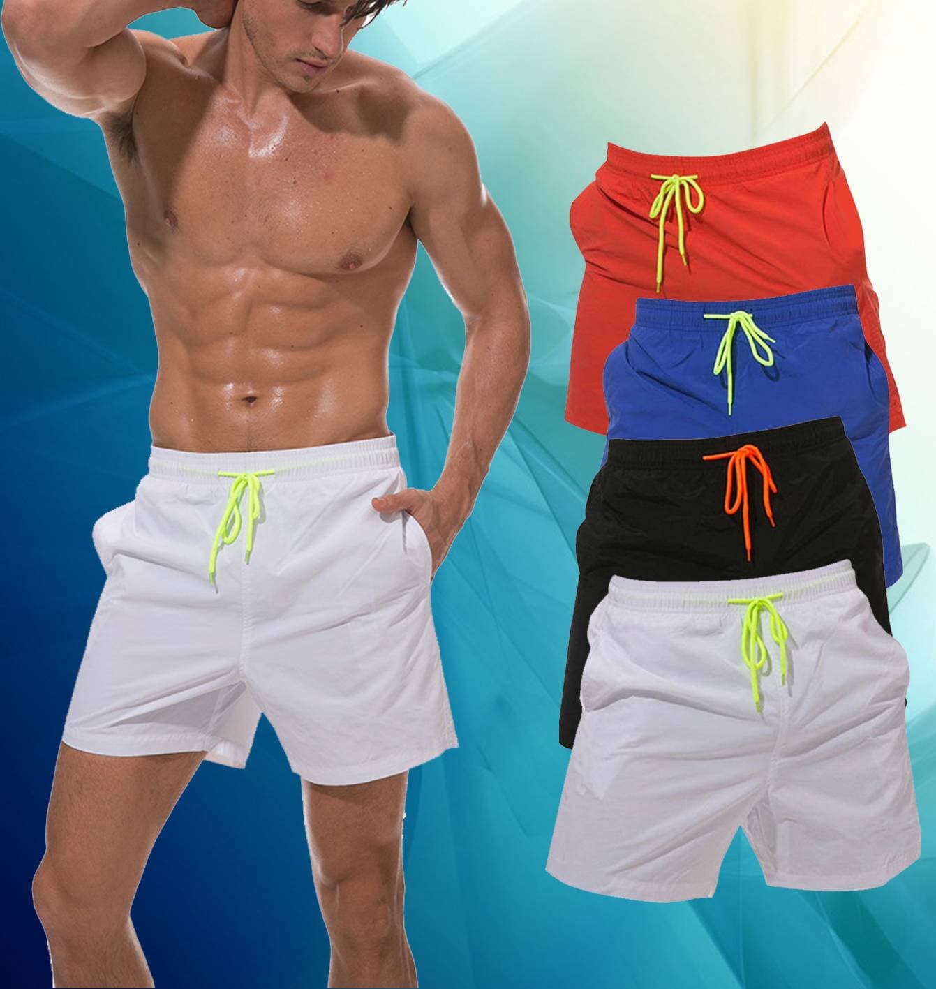 Men's Casual Shorts Solid Color Elastic Waistband