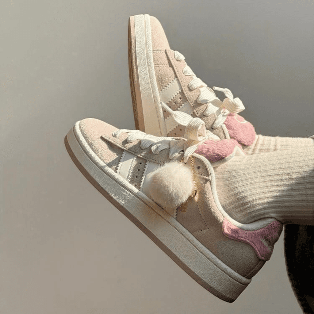 Adidas Originals CAMPUS O0S Leather Comfortable, Versatile Slip-on Sneakers, Suitable For Unisex-Light Pink