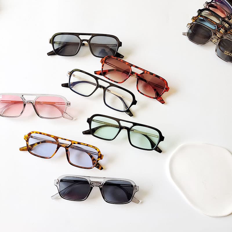 2024 new European and American fashion sunglasses with thick frame square Xiaohongshu ins street shooting slim trendy men's sunglasses
