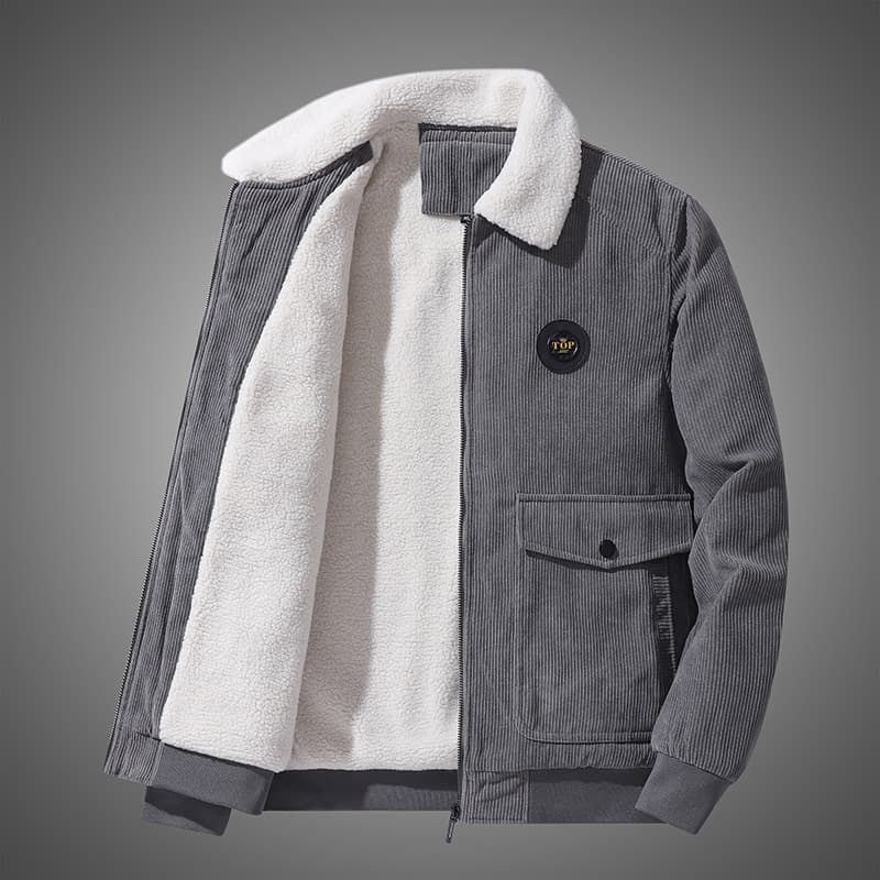 Thick Velvet Jacket For Men To Keep Warm In Winter Loose Large Size Casual Corduroy Jacket Trendy Brand Lamb Wool Clothes