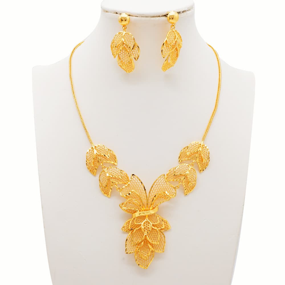 Hot Selling Dubai Luxury Jewelry Necklace Earrings Two-piece Set Bride Wedding Batch