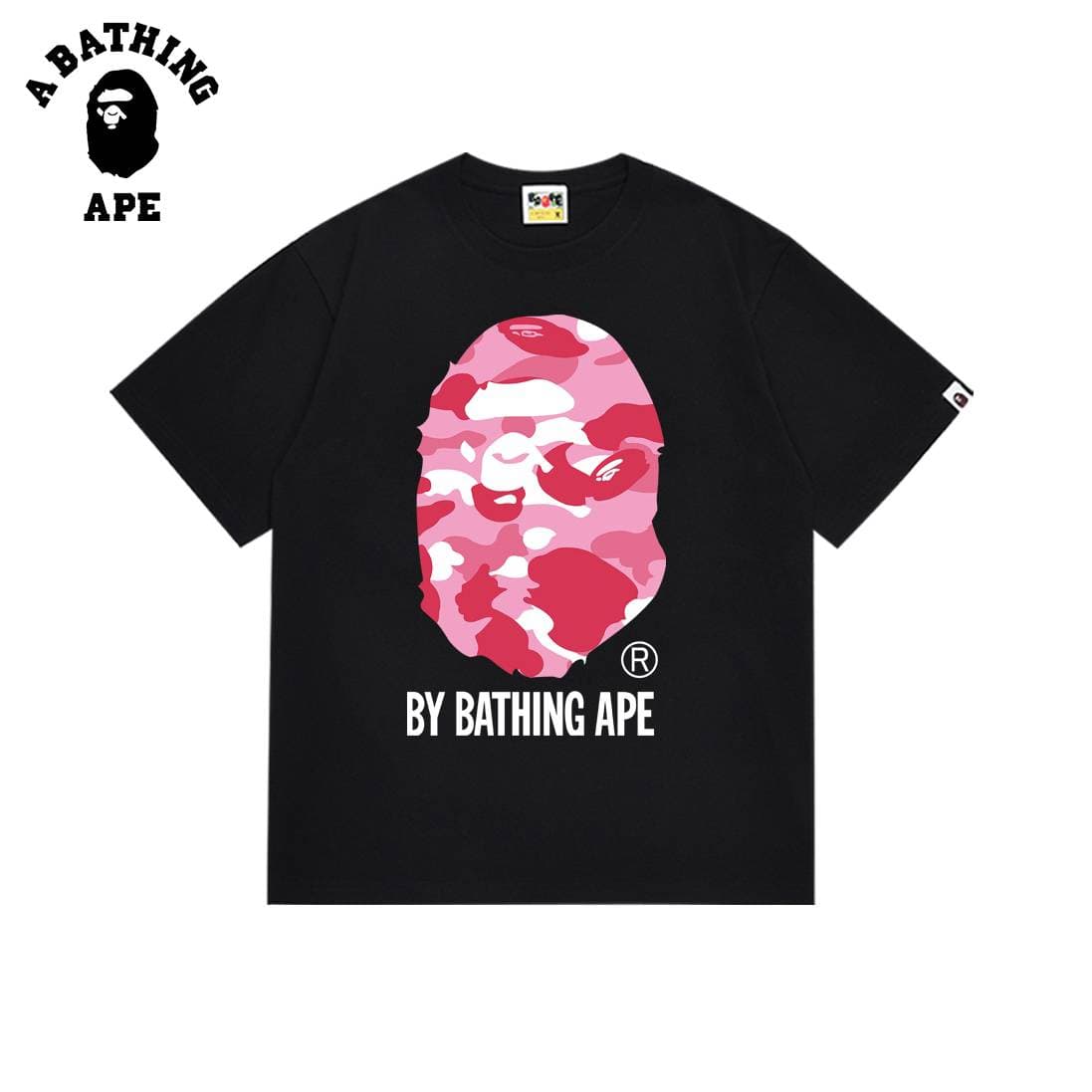 T-shirt à manches courtes imprimé tête de singe multicolore A BATHING APE BAPE en pur coton