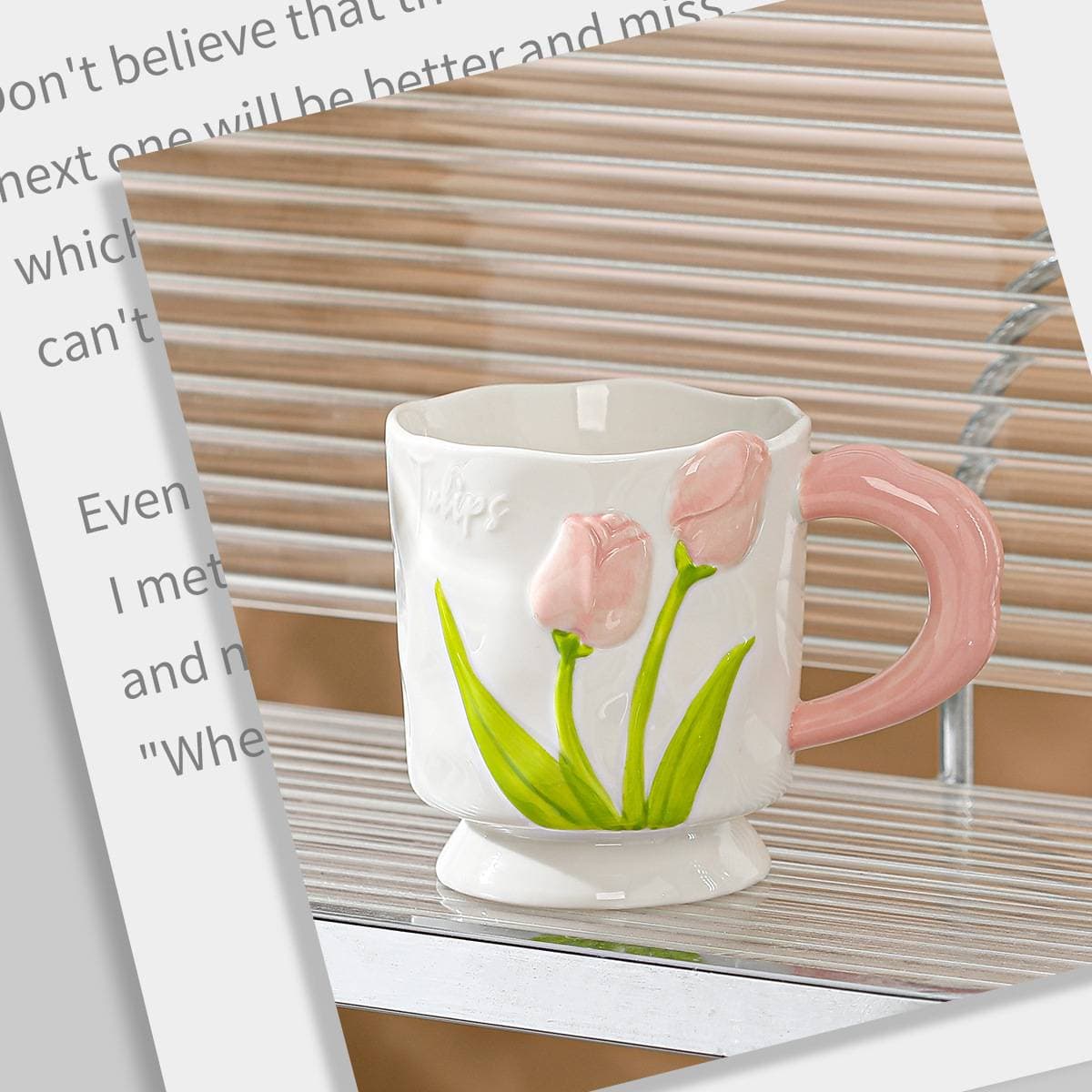 Creative Tulip Goblet Hand-painted Flower Ceramic Mug Girl Cup Gift Box Cup For Girlfriends