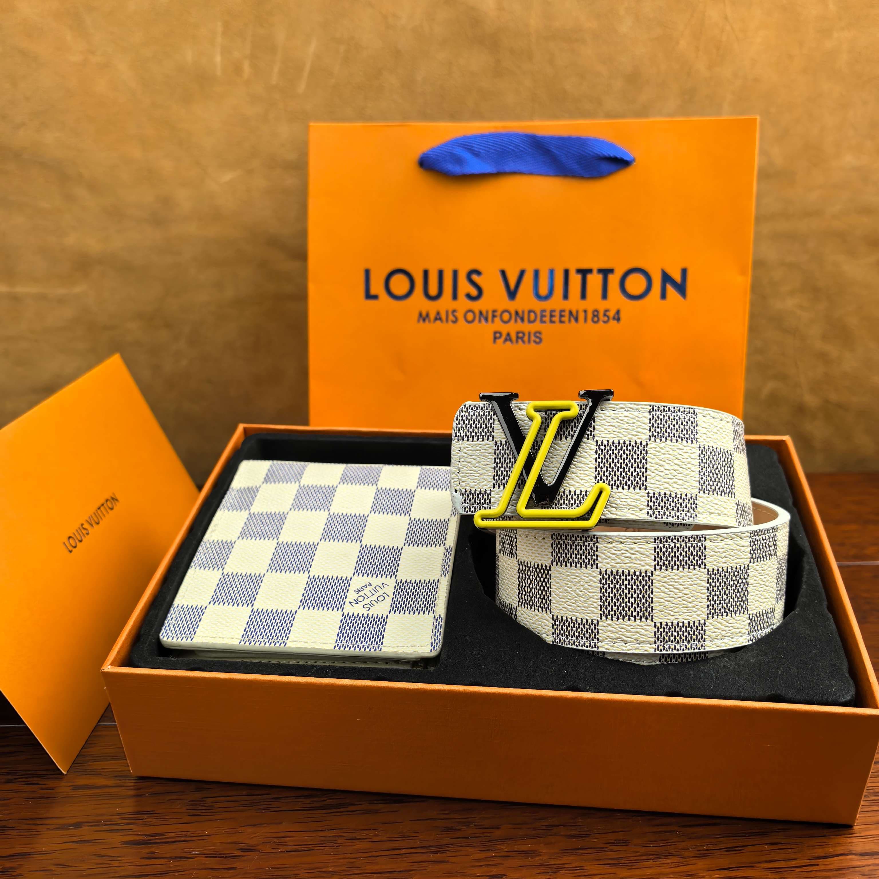 Coffret cadeau - Combinaison portefeuille et ceinture pour homme, luxueuse et tendance