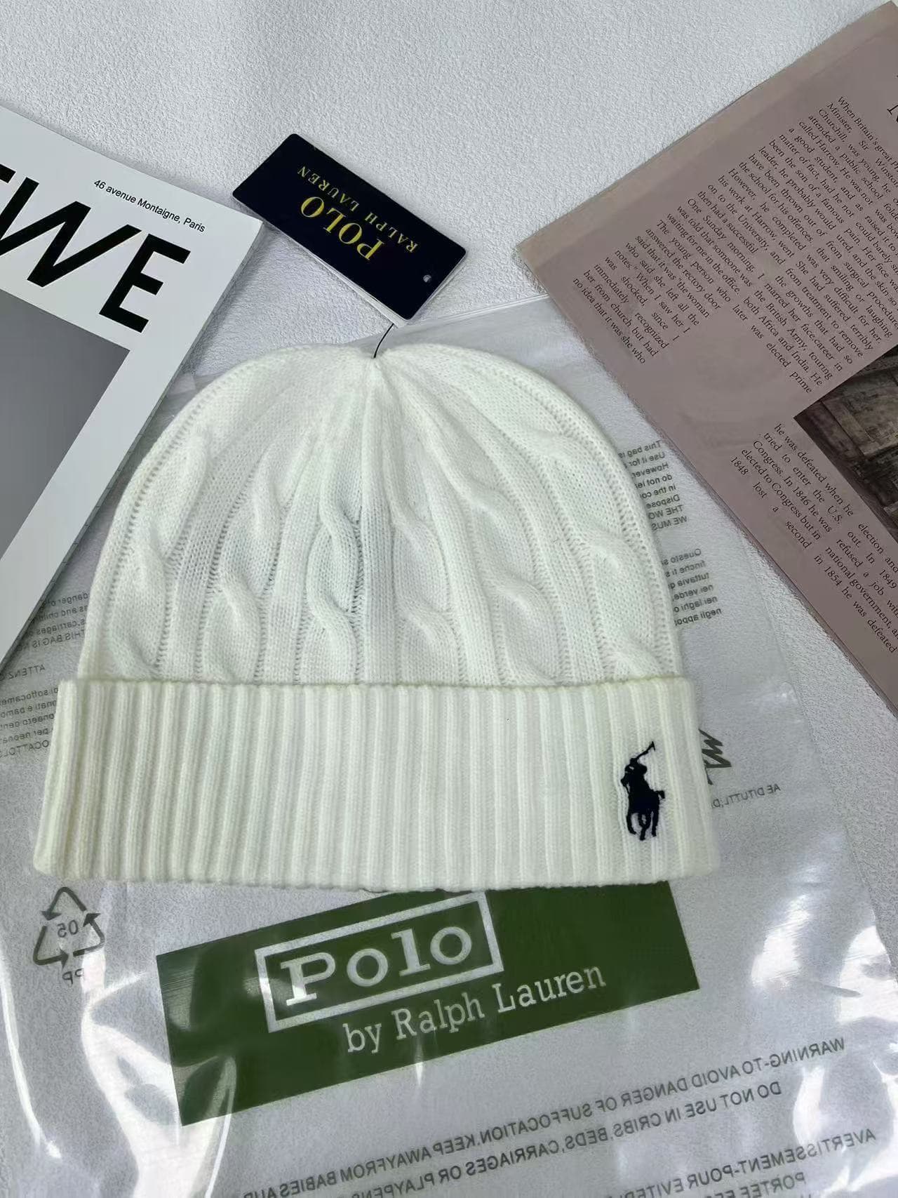 Bonnet unisexe en maille torsadée unie, broderie classique tête de mort, chaud d'hiver, style Ralph Lauren