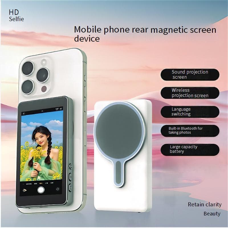 Wireless Magnetic Phone Selfie Monitor With Bluetooth Remote, Touch Screen, Adjustable Stand & Live Streaming For IPhone/Android​