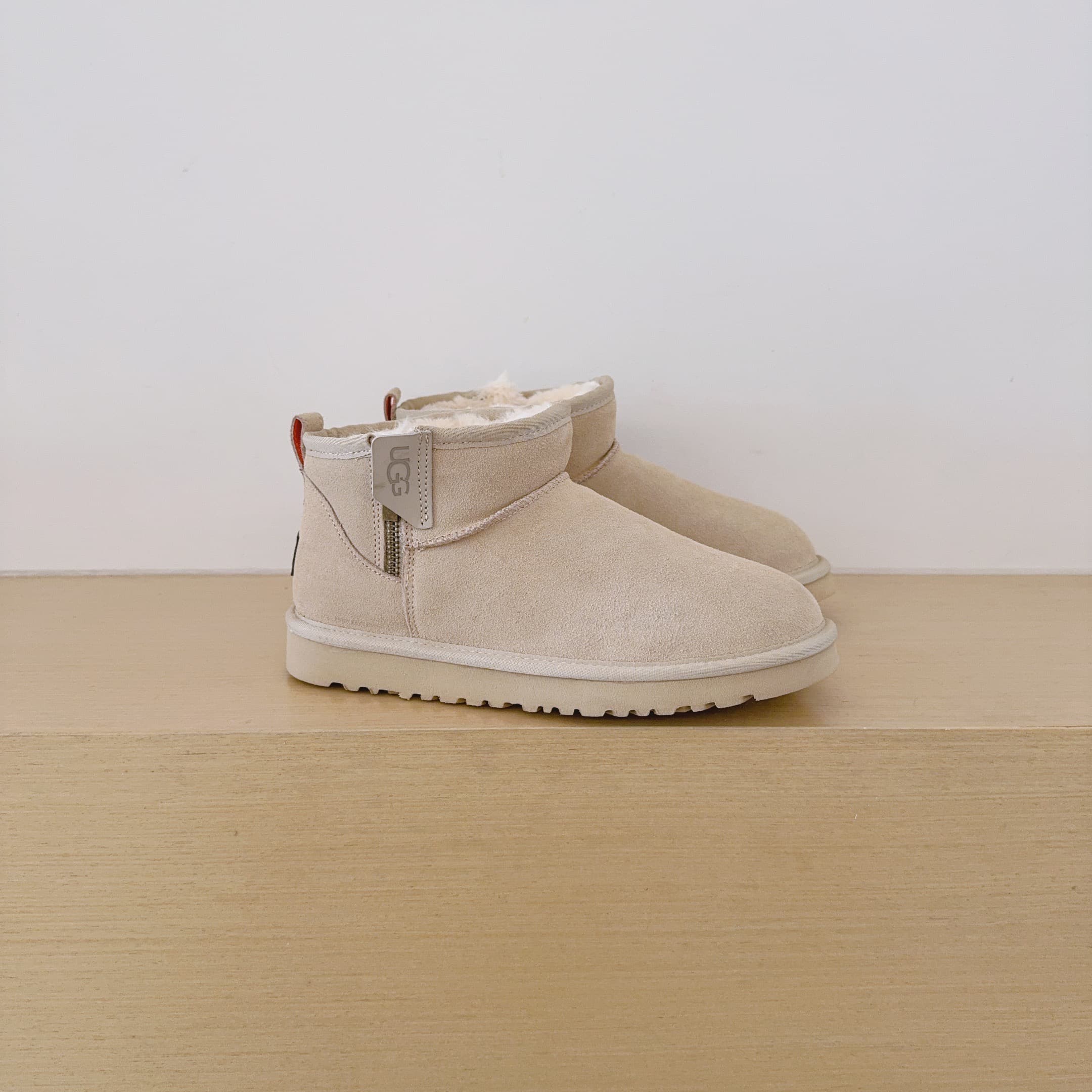 Bottes de neige UGG pour femmes, avec fermeture éclair, semelle fine, cuir véritable, tendance, chaudes, plates, décontractées, bottines d'hiver