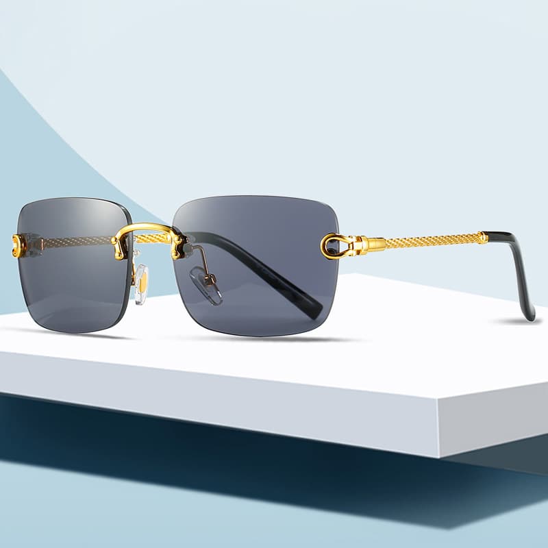 VOOTHOST New Rimless Rectangle Vintage Metal Sunglasses Fashion Frameless Tinted Glasses Shades for Women Men VB051