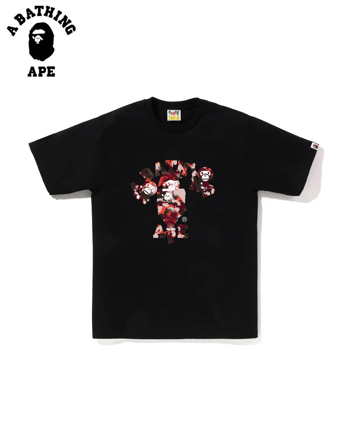 A BATHING APE BAPE-Map Camouflage Academy Milo Printed Short Sleeved T-shirt Made Of Pure Cotton Fabric
