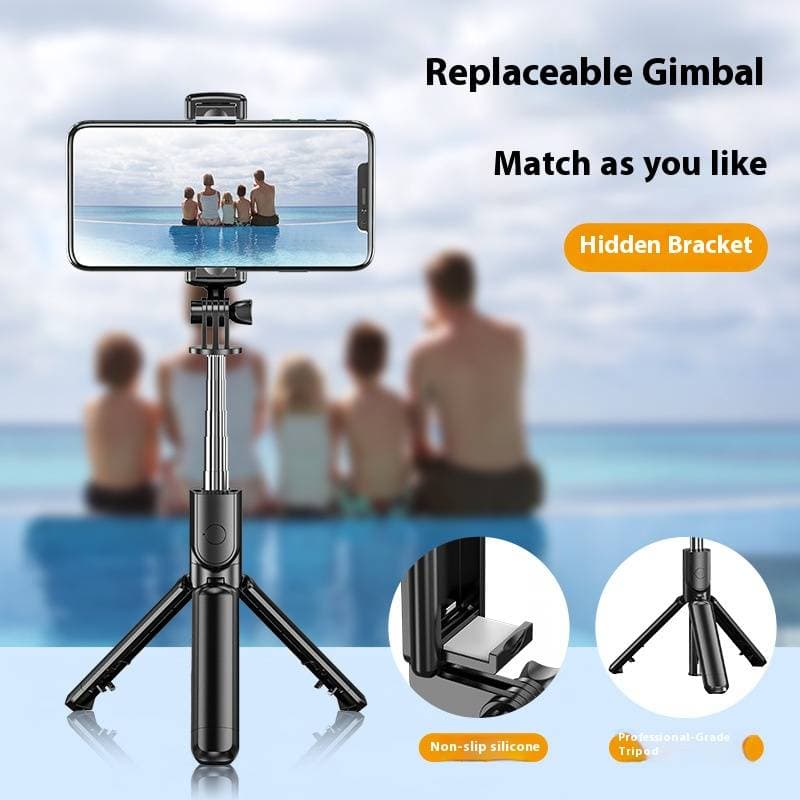 Bluetooth Selfie Stick Tripod With LED Light & Stabilizing Grip, 70cm-170cm Adjustable Phone Stand For Vlogging/Live Streaming (Black/White)​