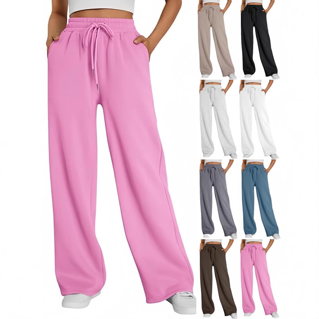 Men's Clothing Wide Leg Sports Pants High Waist Loose Drawstring Jogging Pants With Pockets Sweatpants