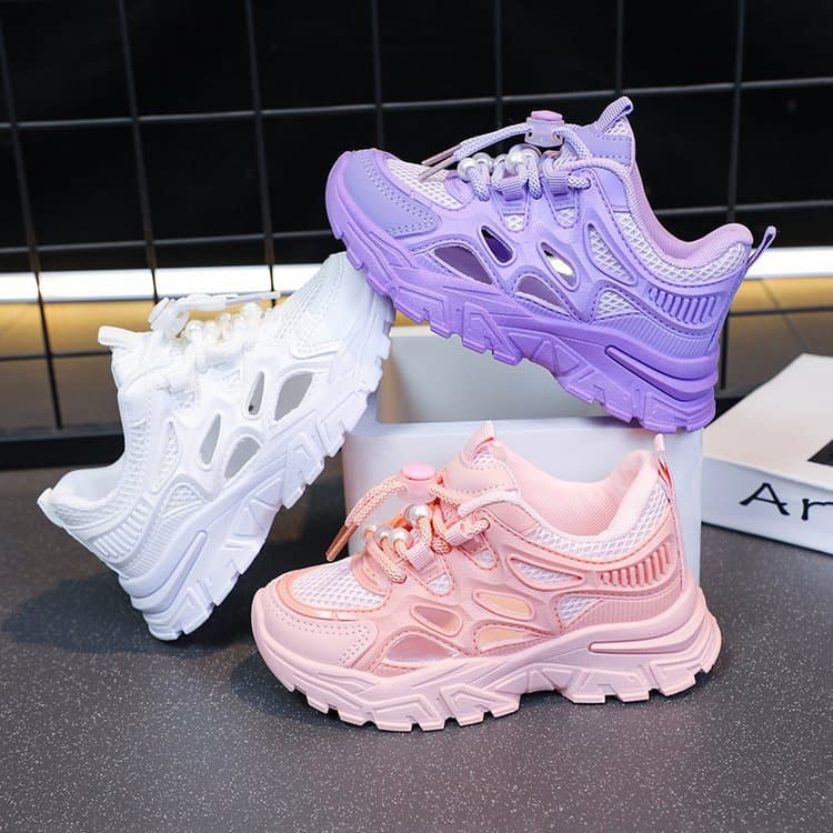 Children's Sports Shoes 2025 Spring And Summer New Girls' Dad Shoes Breathable Mesh Casual Versatile Boys' Running Shoes