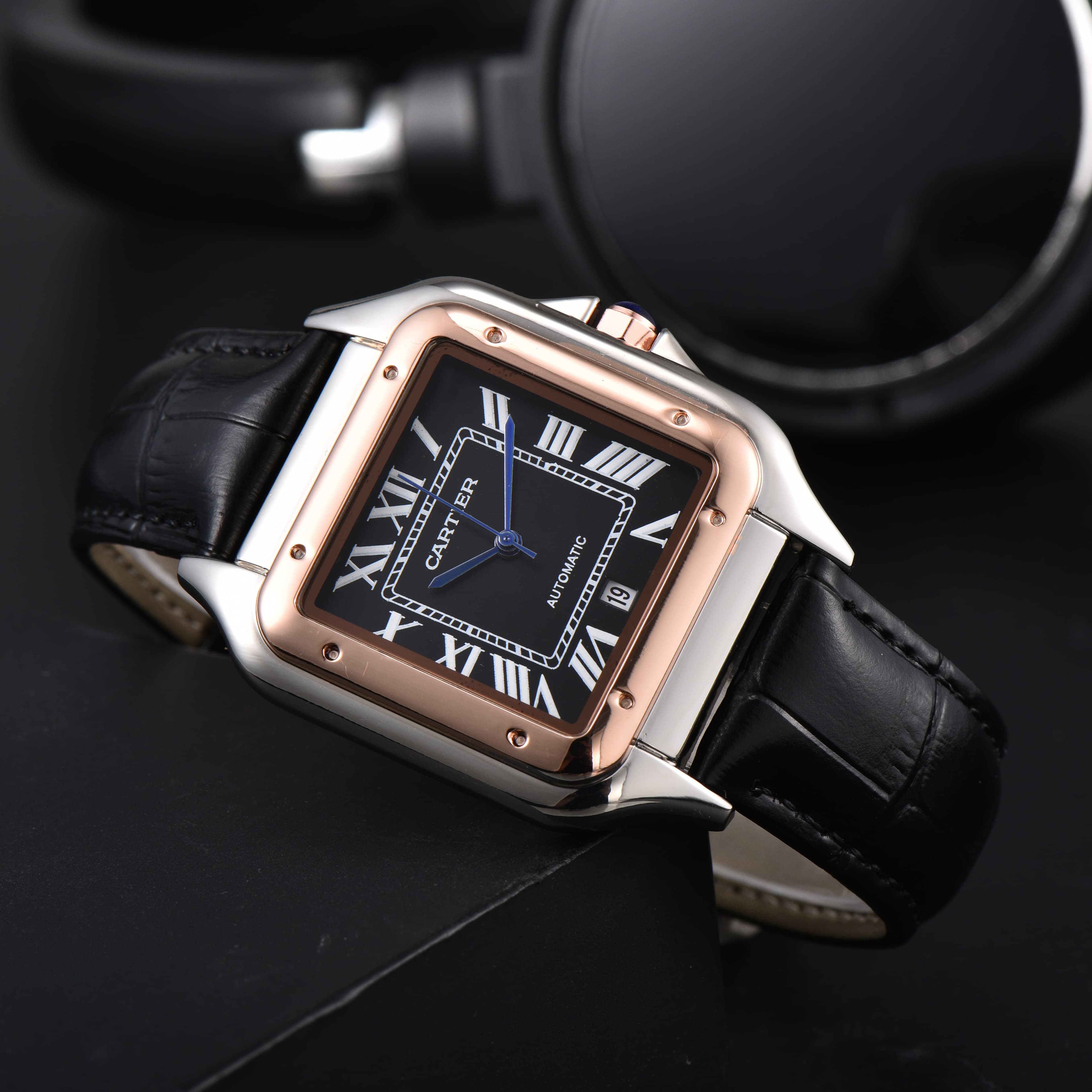 Montre homme à mouvement quartz, design carré classique, tendance incontournable
