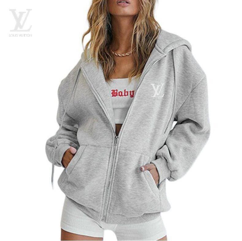 Cardigan imprimé sweat à capuche automne et hiver haut à fermeture éclair pour femme