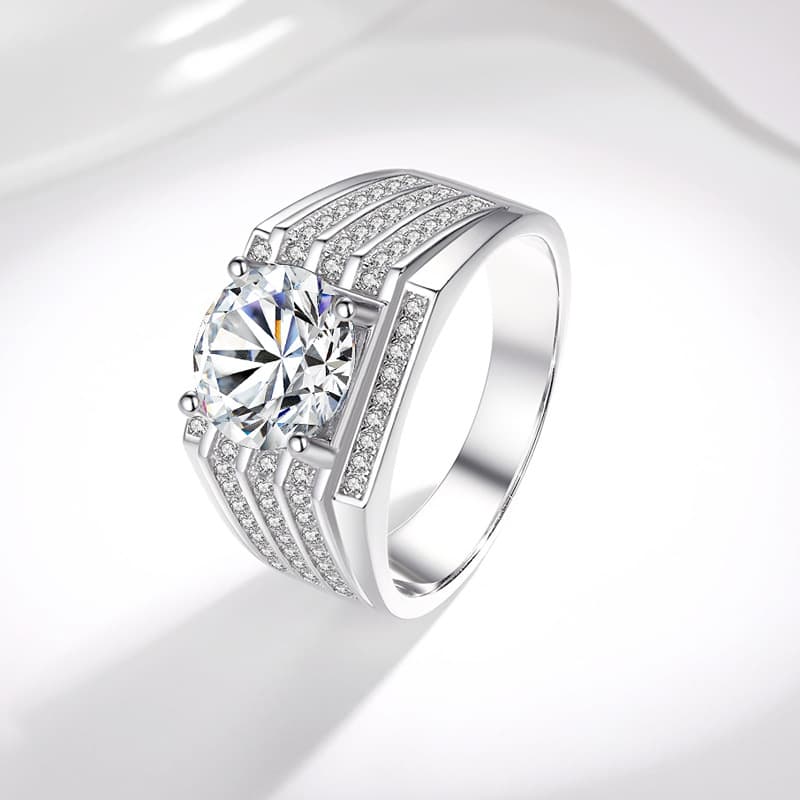 S925 Sterling Silver Moissanite Men's Ring High End Domineering Luxury Three Row Men's Diamond Ring Fashionable Anti Real Diamond Ring