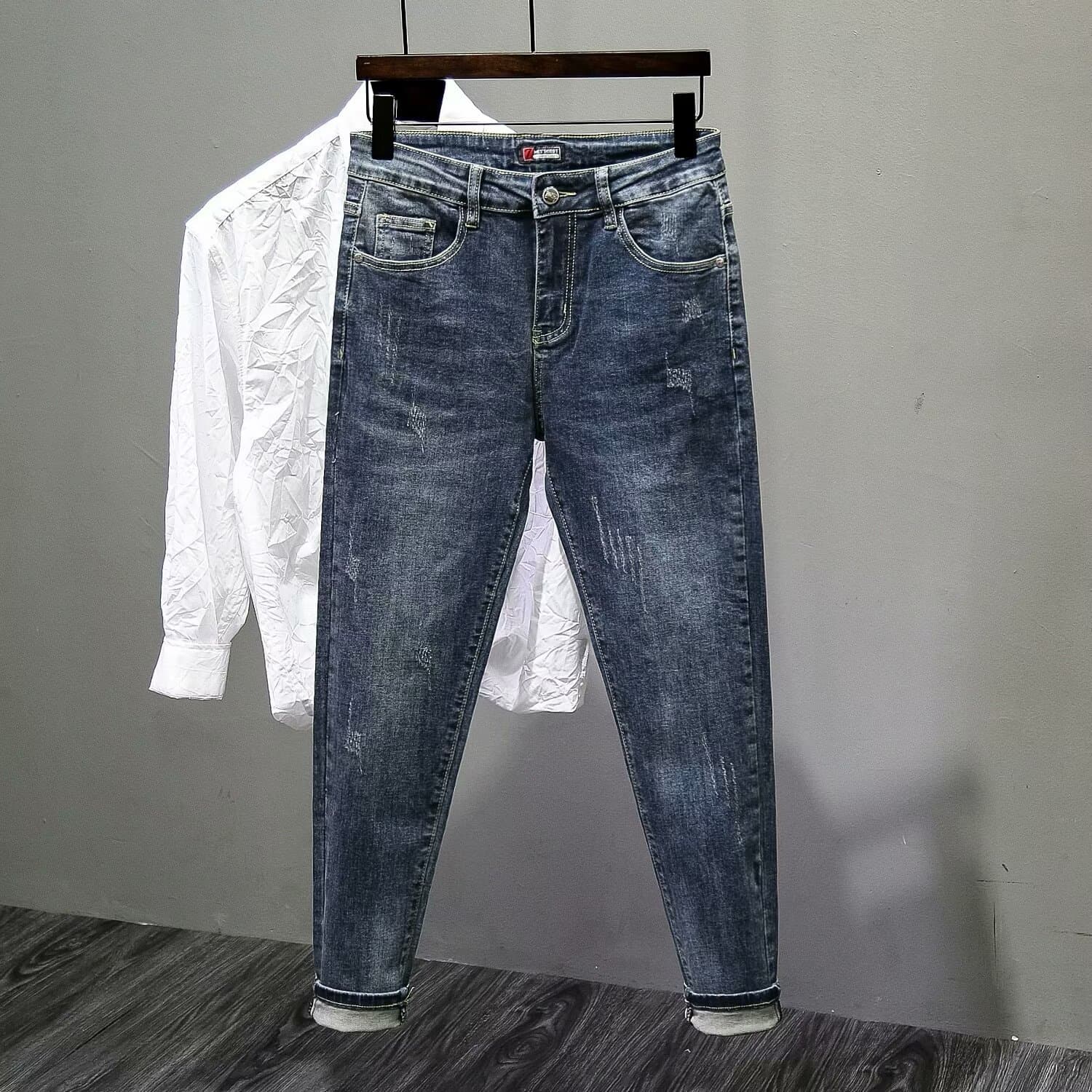 New High-quality Men's Casual Slim Fit Jeans For Spring And Autumn Seasons, Fashionable And Versatile Social Boy Jeans