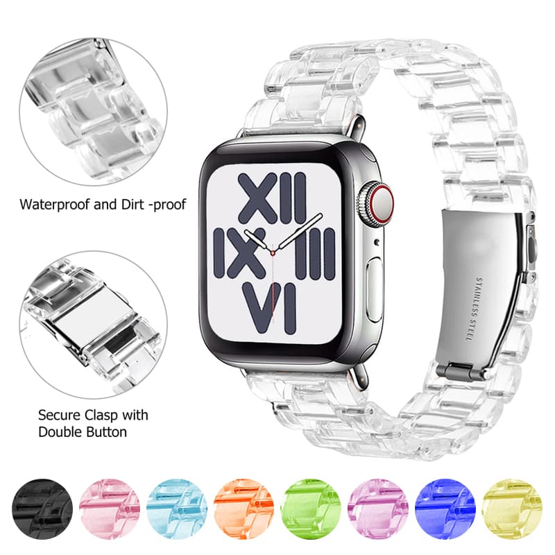 Transparent Resin strap for apple watch band 42mm 40mm correa 44mm 38mm link smart bracelet iwatch series 8 7 6 5 4 SE 41MM 45MM
