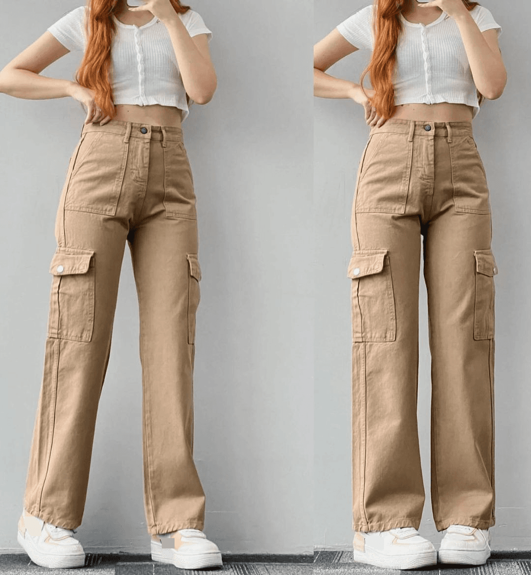 Women's Clothing Versatile Casual Pants Mid-waist Three-dimensional Pocket Trousers Waist Overalls