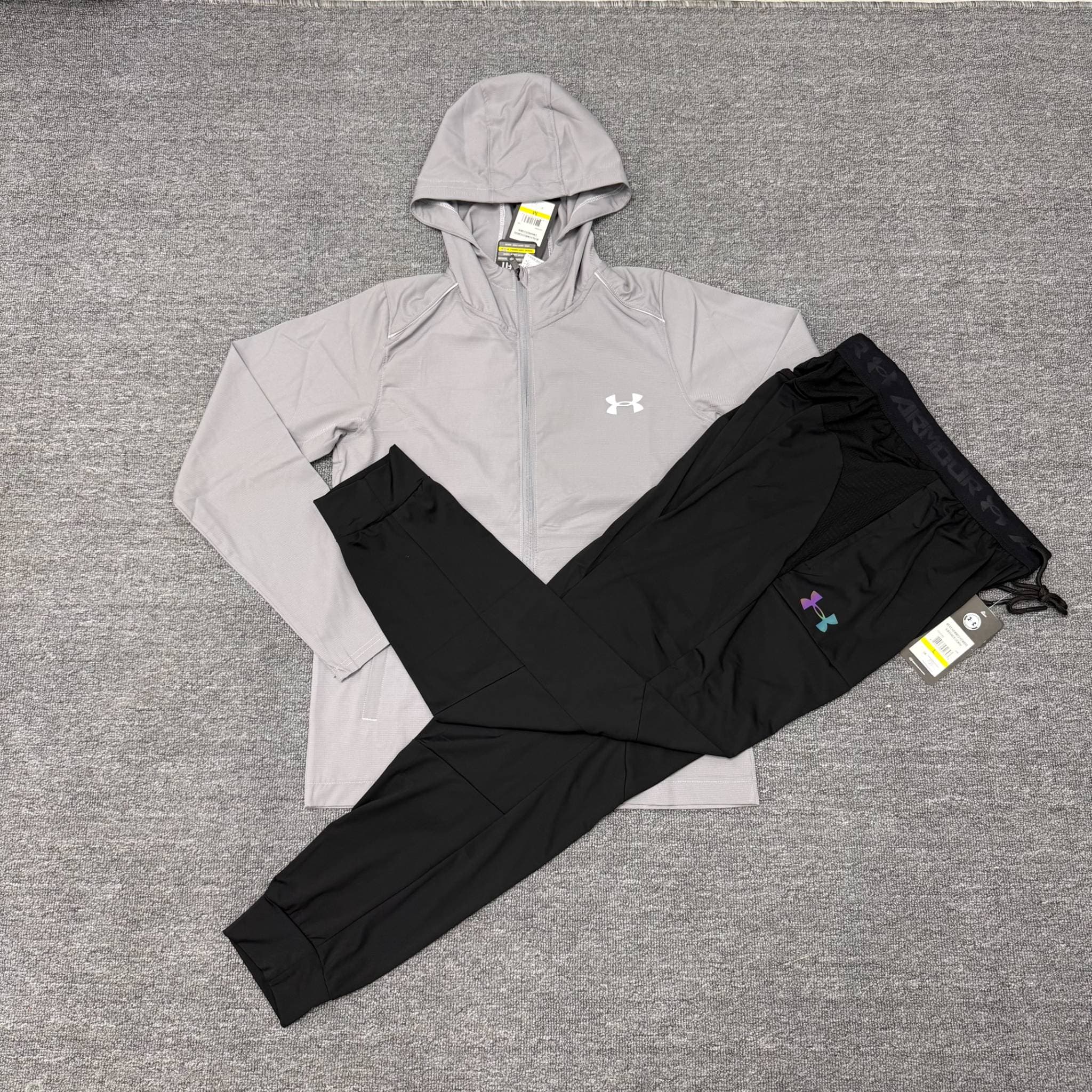 Ensemble de survêtement Under Armour avec protection solaire, veste et pantalon de sport légers et respirants à capuche, unisexe, idéal pour l'en