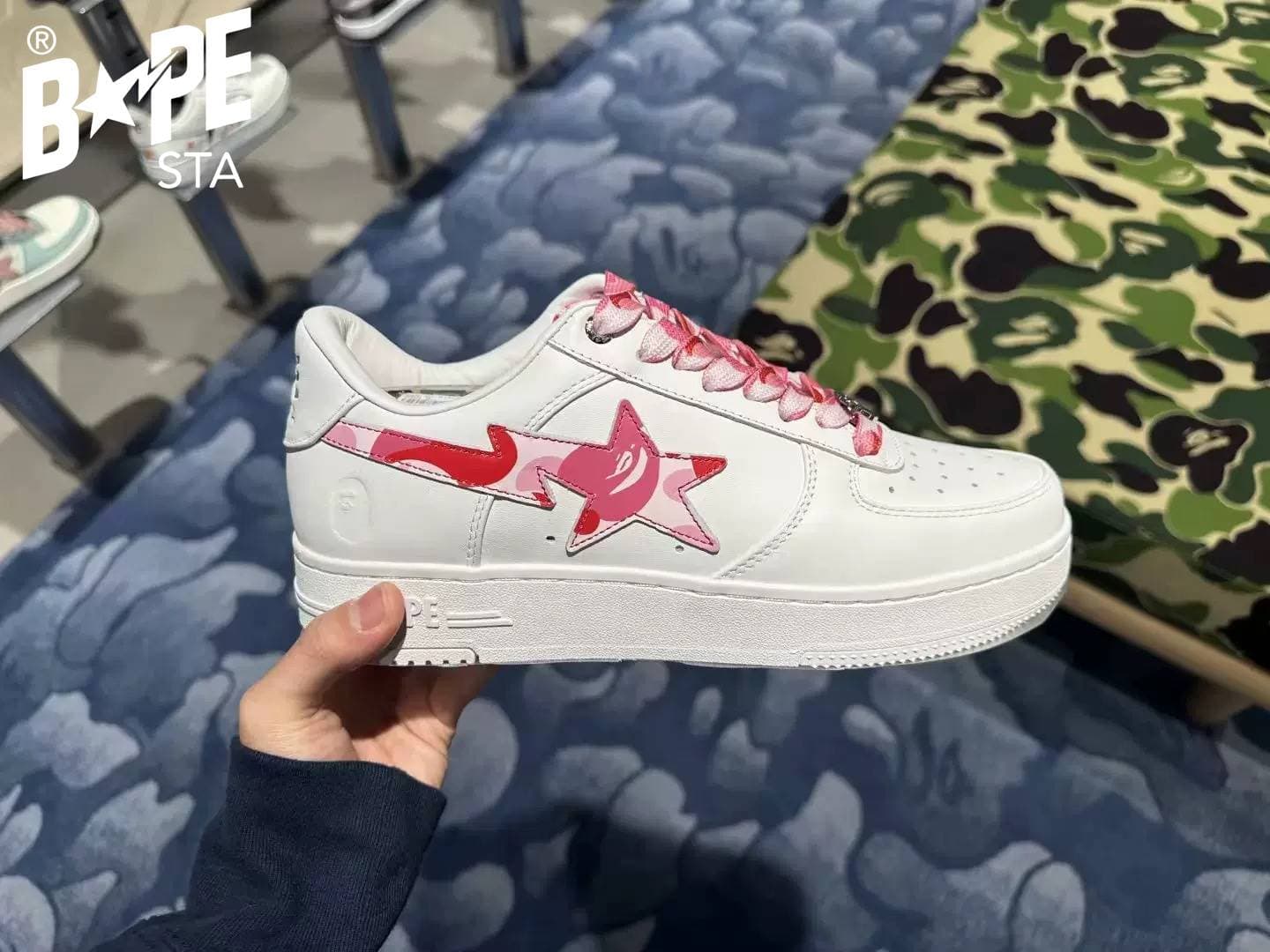 A BATHING-APE Classic Double Sided Splicing Trendy Fashion Board Shoes Tri Color Camouflage Air Force No.1 Board Shoes Men's And Women's Same Style
