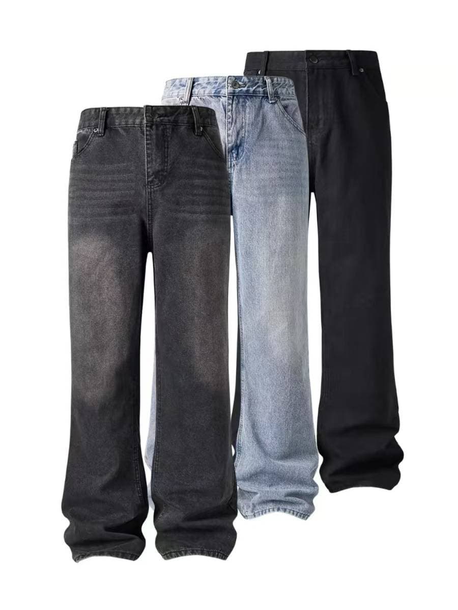 Men's Clothing Retro Washed Distressed Jeans High Street Fashion Trend Pencil Jeans