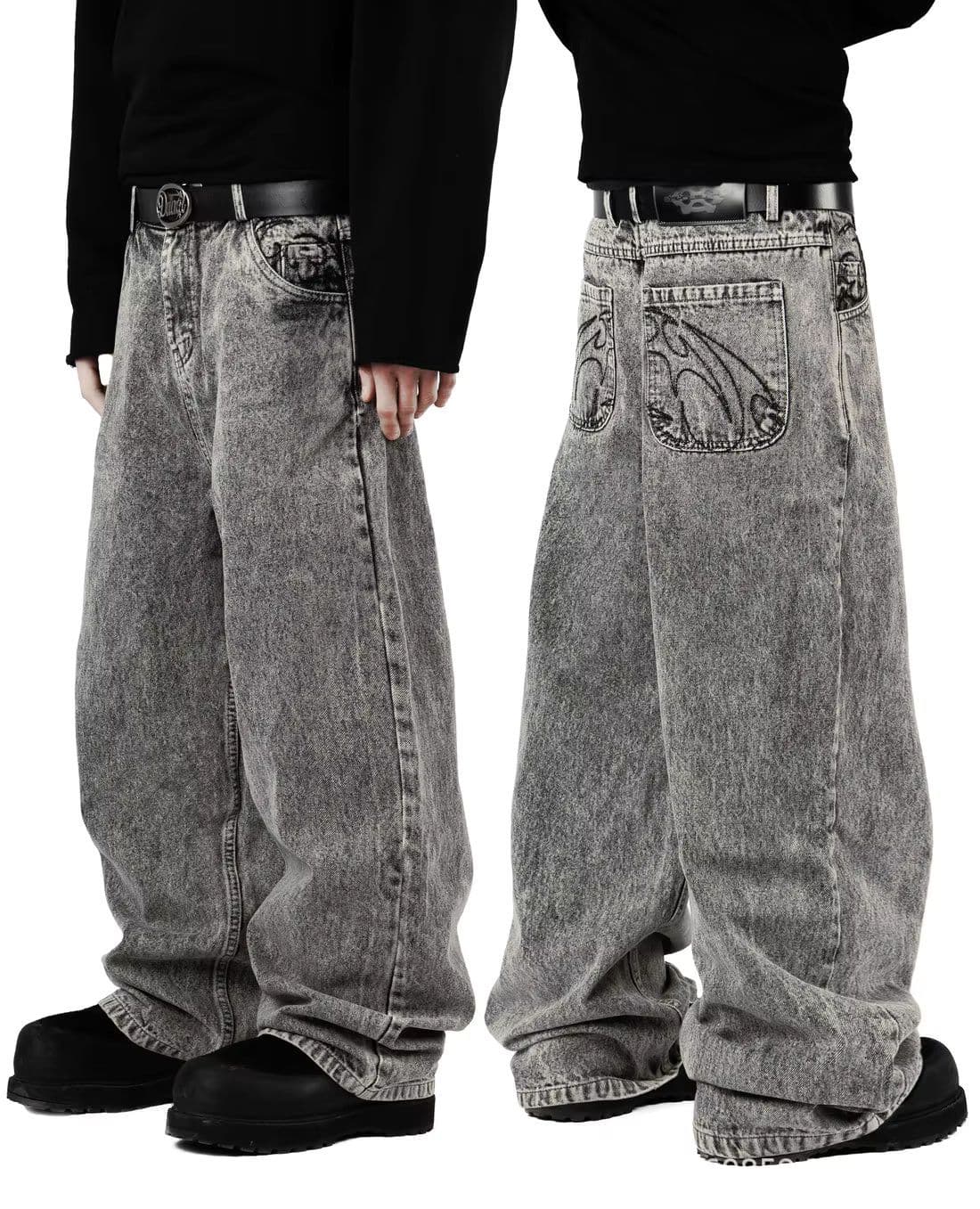 Men's Distressed Skinny Jeans Streetwear Trendy Blue Washed Patched Paint Print Slightly Stretchy Slim Fit mid Waist Long Cotton