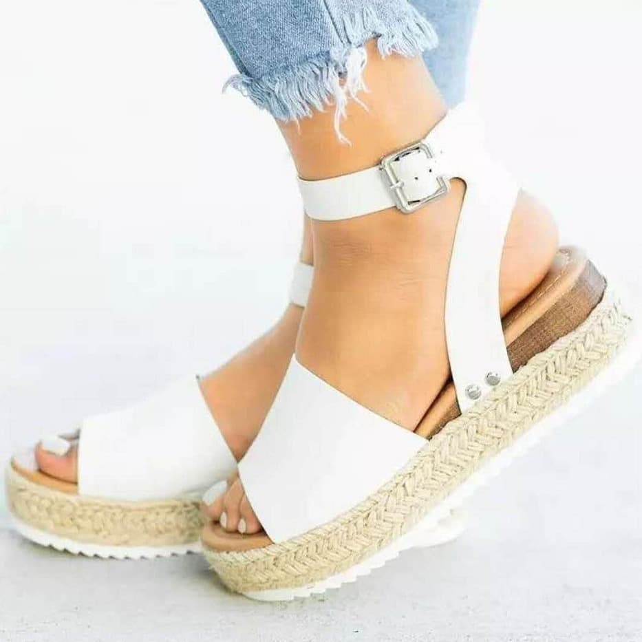Women's Shoes Thick Soled Women's Sandals With A Buckle Strap Wedge Rope Light Bottom Thick Bottom High Heel Sandals For Women