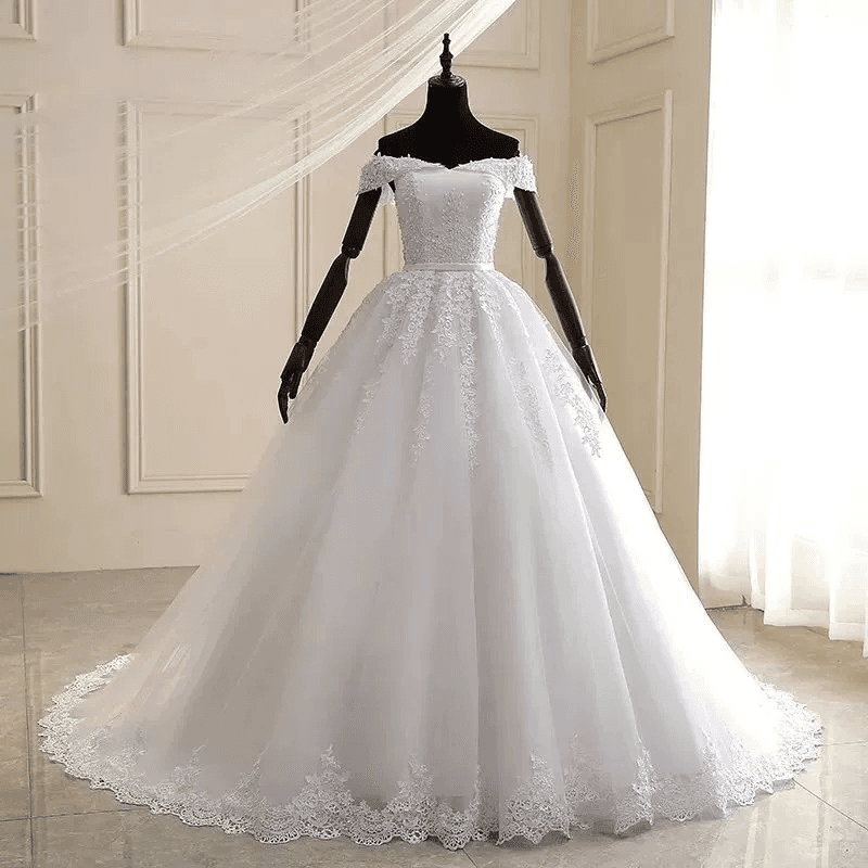 women's Bride's One Shoulder Main Wedding Dress 2024 New Large Size White Slim Wedding Dress Wedding Dress Wholesale