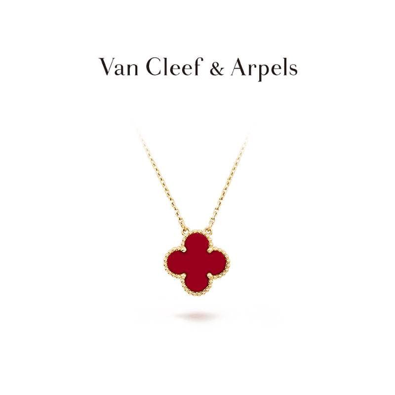 Collier cornaline Alhambra, pendentif de luxe, haut de gamme, chaîne à os, cadeau d'anniversaire de vacances, nouvelle collection