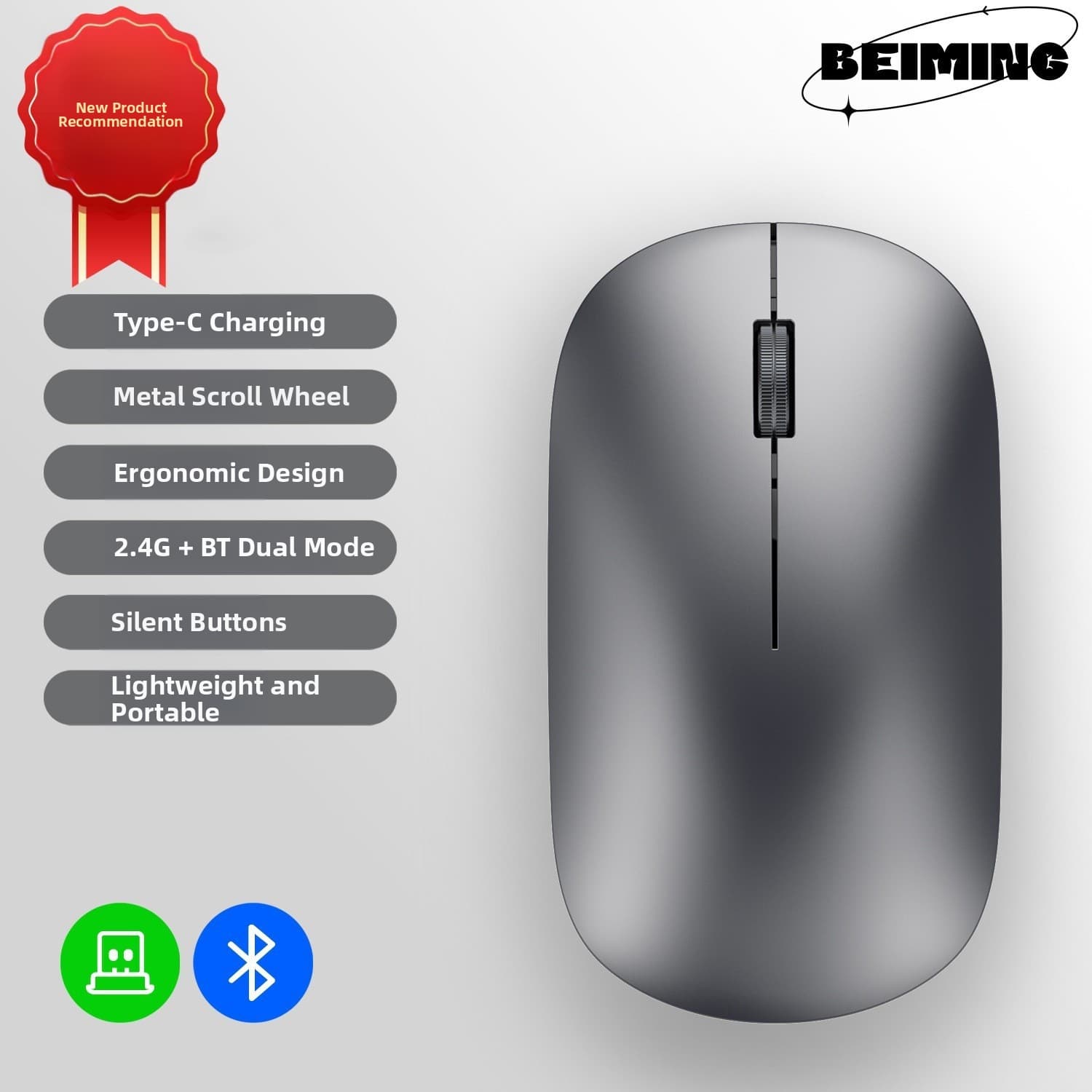 M280 Type C Rechargeable Silent Ultra-Thin Bluetooth Dual-Mode Mouse New Cross Border Factory Direct Sales Computer Office Equipment