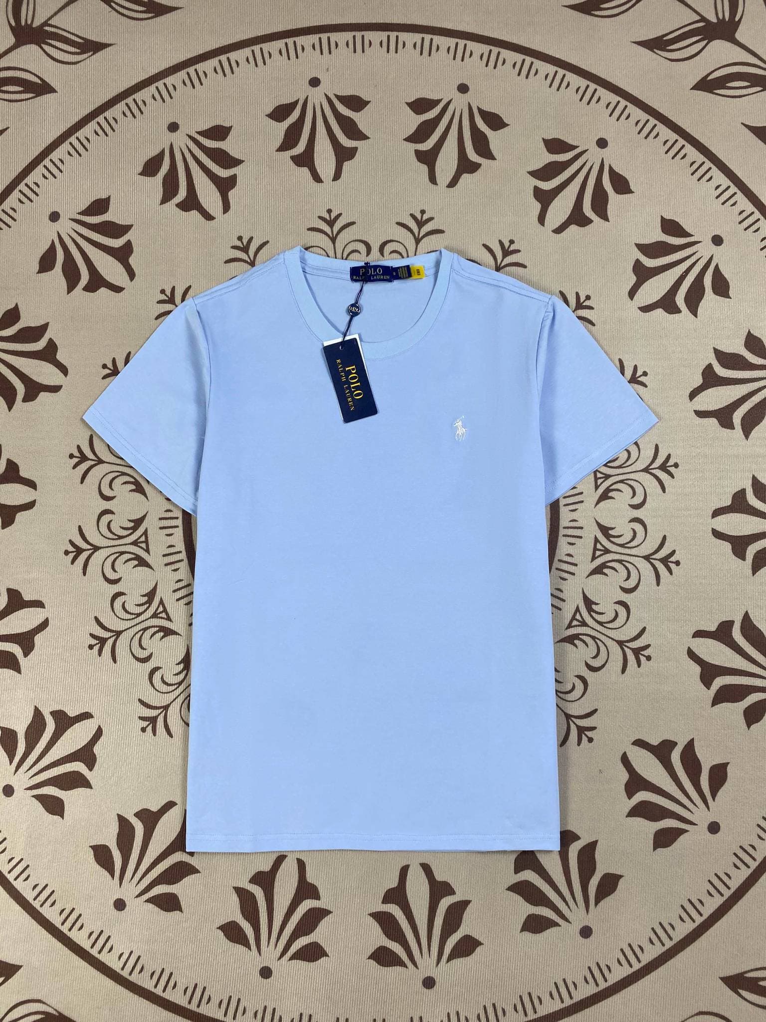 T-shirt à col rond brodé New-Style Paul Pony, 100 % coton uni, manches courtes, unisexe.